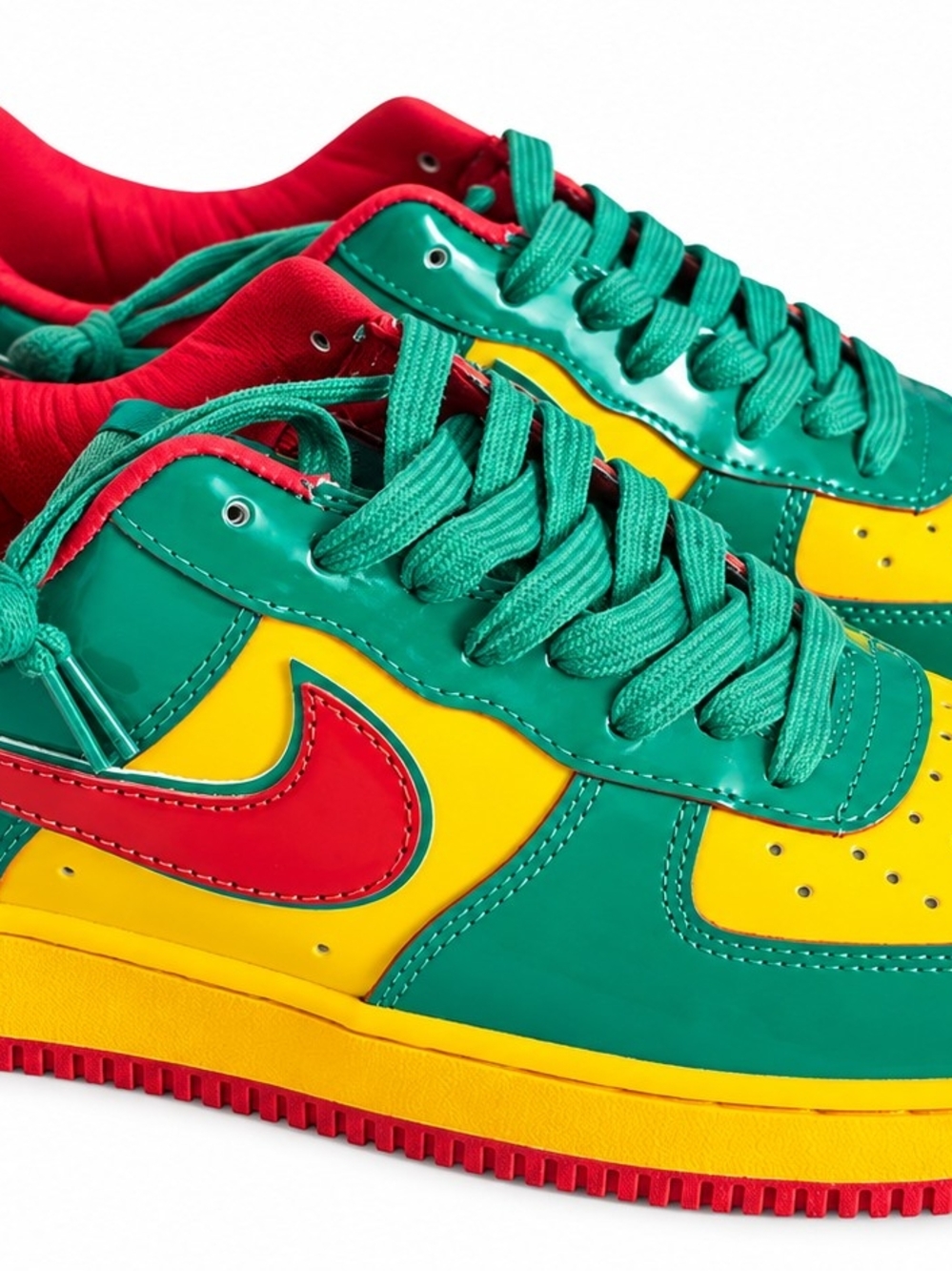 Colorful Green Yellow Red Sneakers – Unisex Casual Athletic Shoes